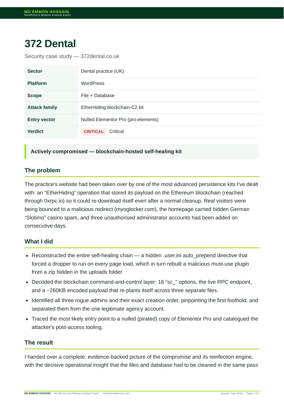 372 Dental — website screenshot