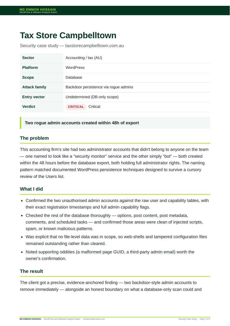 Tax Store Campbelltown — website screenshot